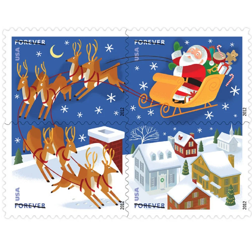 Santa and Sleigh Forever Stamps