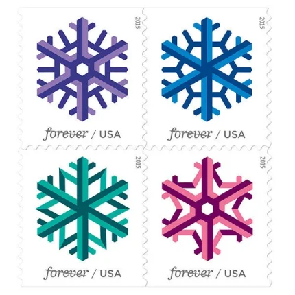 Geometric Snowflakes Forever Stamps