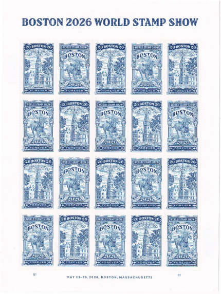 2025 Boston 2026 World Stamp Show Forever Stamps – 100 Stamps