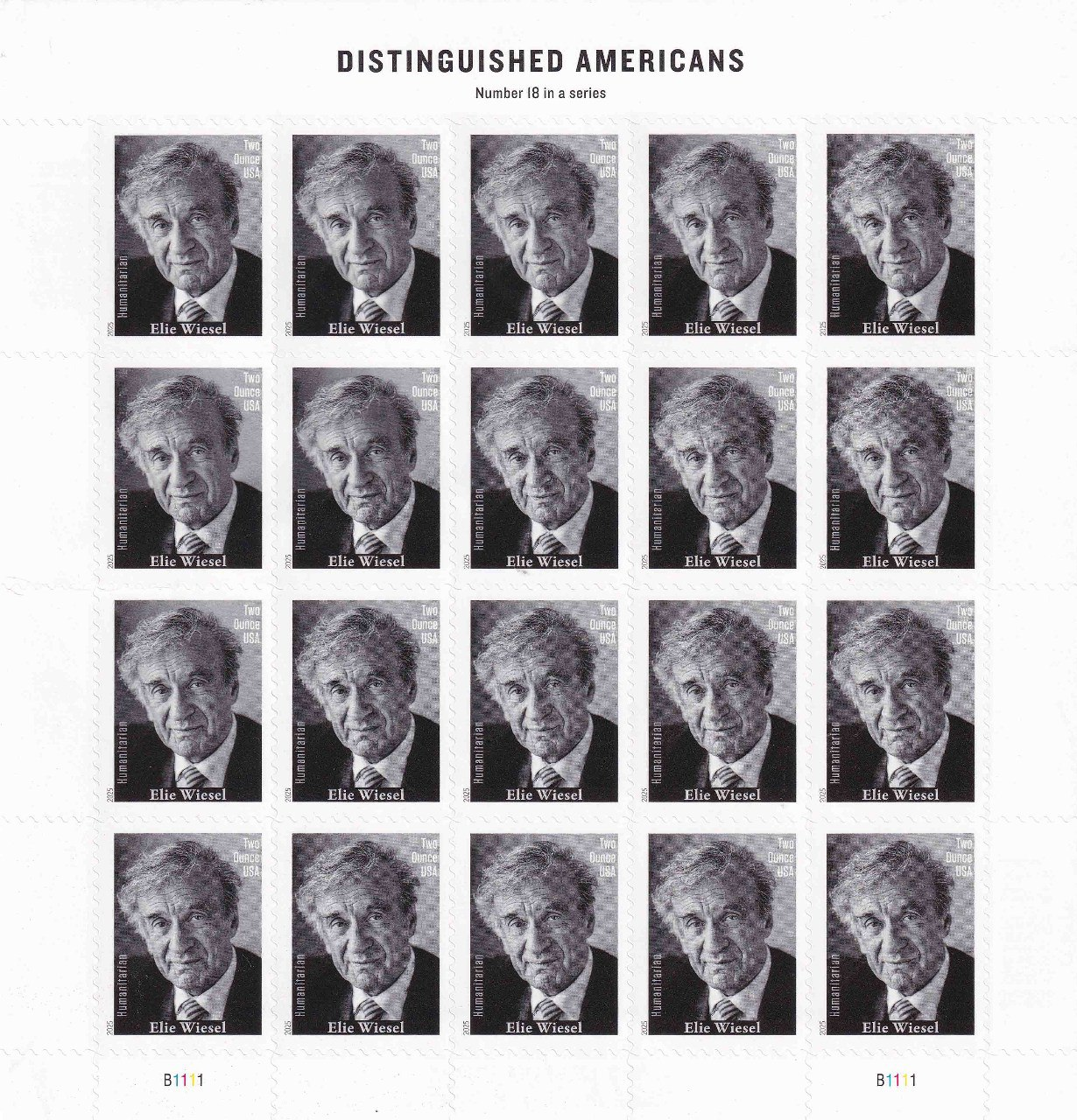 2025 Elie Wiesel Two-Ounce Stamps – 100 Stamps