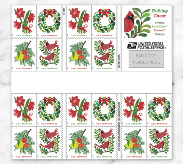 2025 Holiday Cheer Forever Stamp Books – 100 Stamps