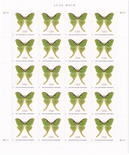 2025 Luna Moth Non-Machinable Stamps – 100 Stamps