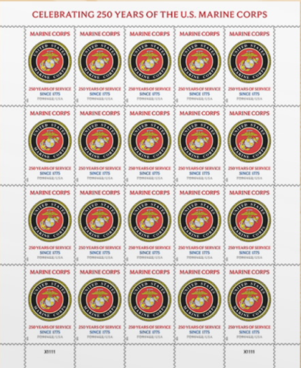 2025 U.S. Marine Corps 250th Forever Stamps – 100 Stamps