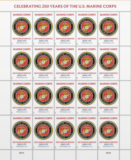 2025 U.S. Marine Corps 250th Forever Stamps – 100 Stamps