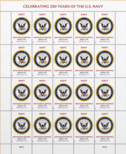 2025 U.S. Navy 250th Forever Stamps – 100 Stamps