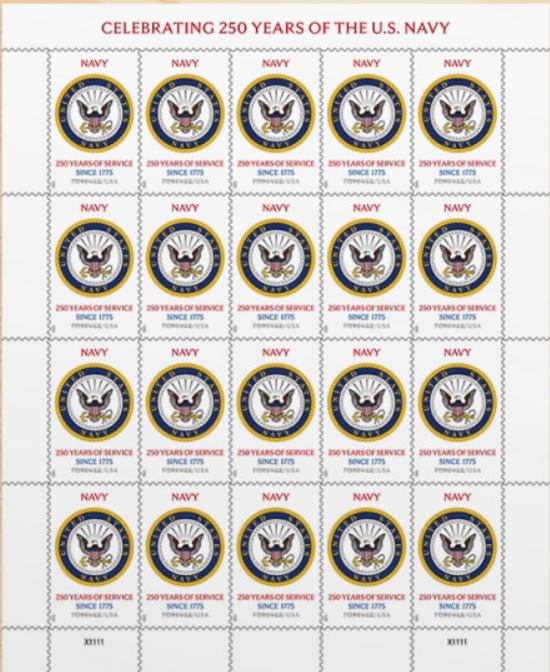 2025 U.S. Navy 250th Forever Stamps – 100 Stamps