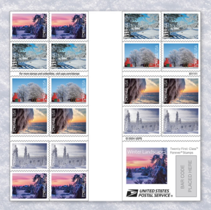 2025 Winter Landscapes Forever Stamp Books – 100 Stamps