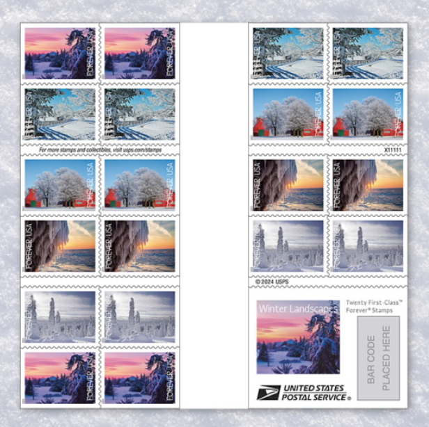 2025 Winter Landscapes Forever Stamp Books – 100 Stamps
