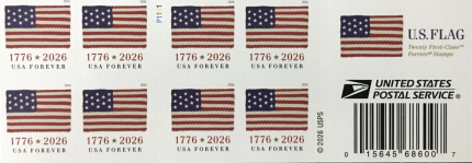 2026 U.S. Flag Forever stamp booklets containing 100 stamps