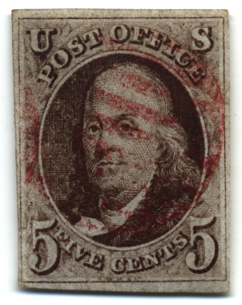 First U.S. General Issue — Benjamin Franklin, 1847, 5 cents