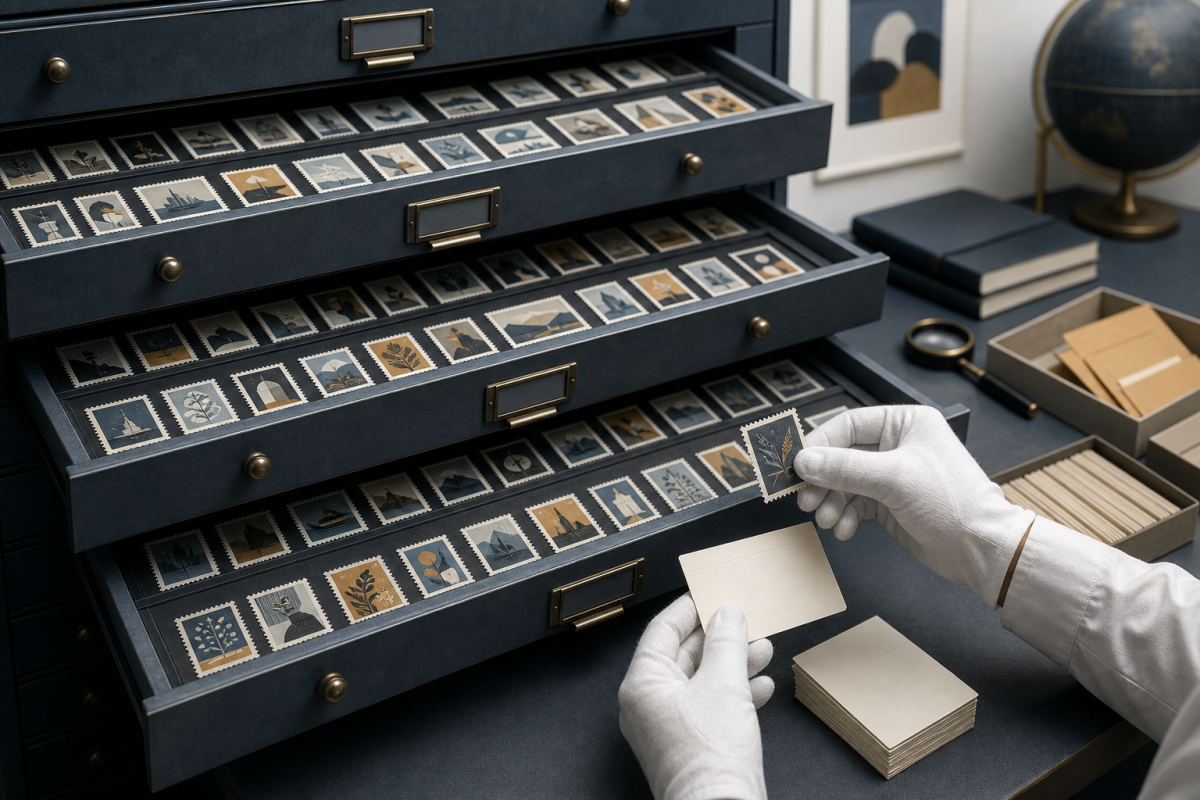 Official stamp catalog and issue records organized for research